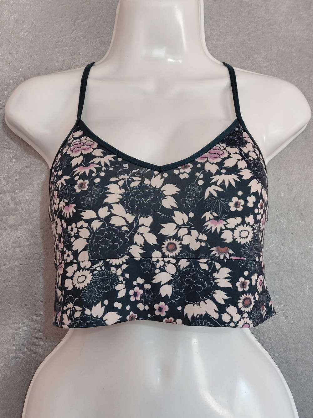 By Anthropologie Dark Floral Cropped Cami Tank Top SZ L /XL